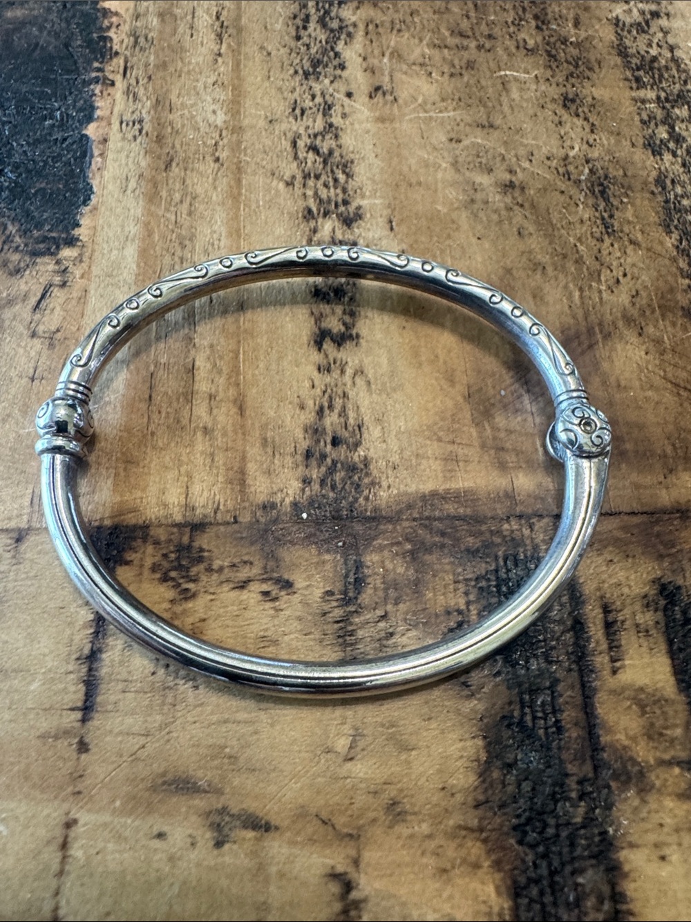 Brighton Silver-Tone Ornate Hinged Bangle Bracelet